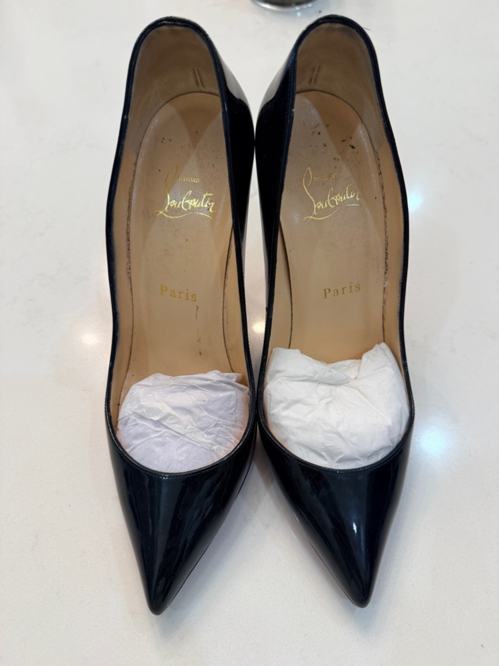 Christian Louboutin Black Patent So Kate Pointed-Toe Pumps